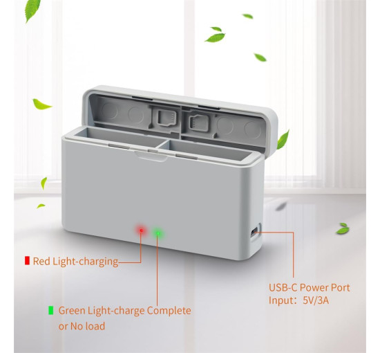 Портативний швидкий зарядний пристрій LiLiTok для Insta360 Ace Pro, сірий (my-19185)