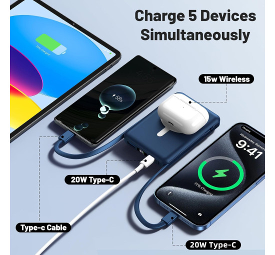 Портативное зарядное устройство Azmuth KT-D020 Power Bank, 10000 мА·ч, синий (my-19175)