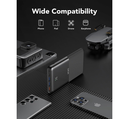 Портативное зарядное устройство VRURC T3016 Power Bank 30000 мАч, быстрая зарядка 20 Вт, черный (my-19142)