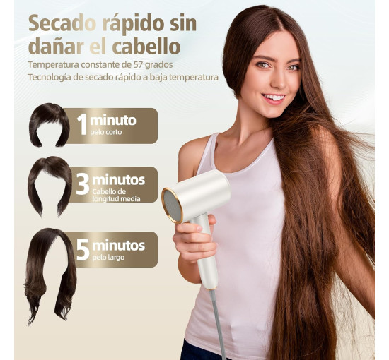Профессиональный фен BAMBOO QUEEN Q8 с ионизацией 2400 Вт, серебристый (my-19085)