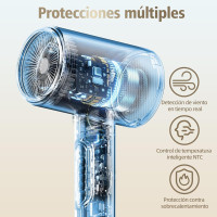 Профессиональный фен ‎BAMBOO QUEEN Q8 с ионизацией 2400 Вт, серебристый (my-19085)