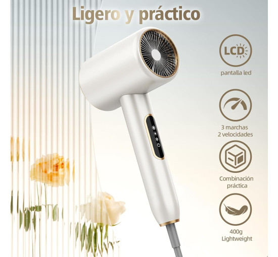 Профессиональный фен BAMBOO QUEEN Q8 с ионизацией 2400 Вт, серебристый (my-19085)