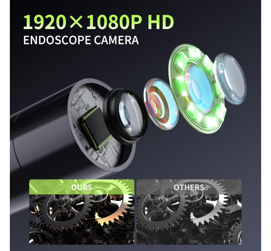 Промышленный эндоскоп Hopefox G45M 5M 1080P HD с 4,3-дюймовым IPS-экраном, черный (my-19048)