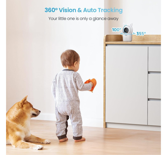 Радіоняня ieGeek Baby 4 1080p з 4,3-дюймовим екраном, PTZ-камерою на 360° та 4-кратним зумом, акумулятором 3000 мА·год (my-19117)