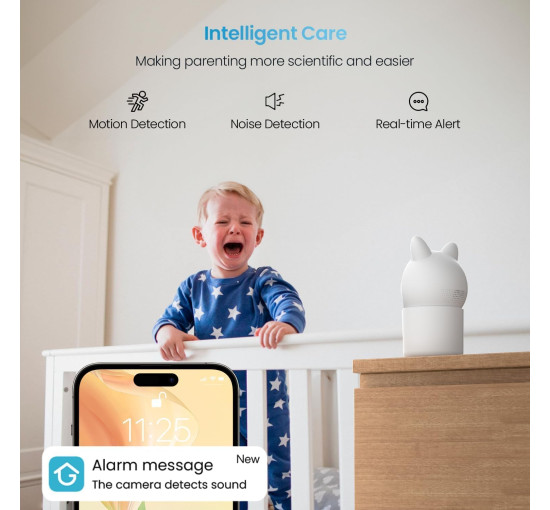 Радіоняня ieGeek Baby 4 1080p з 4,3-дюймовим екраном, PTZ-камерою на 360° та 4-кратним зумом, акумулятором 3000 мА·год (my-19117)