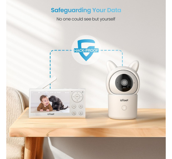 Радіоняня ieGeek Baby 4 1080p з 4,3-дюймовим екраном, PTZ-камерою на 360° та 4-кратним зумом, акумулятором 3000 мА·год (my-19117)