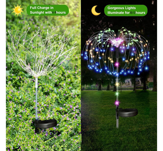 Садові ліхтарі XRR B0B2S4M1PJ на сонячних батареях, упаковка з 2 шт., 120 світлодіодів, 2 режими (my-19172)