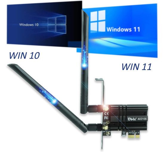 Сетевая карта Ubit AX210S PCIe WiFi 6E Макс. скорость 5374 Мбит/с (my-19099)