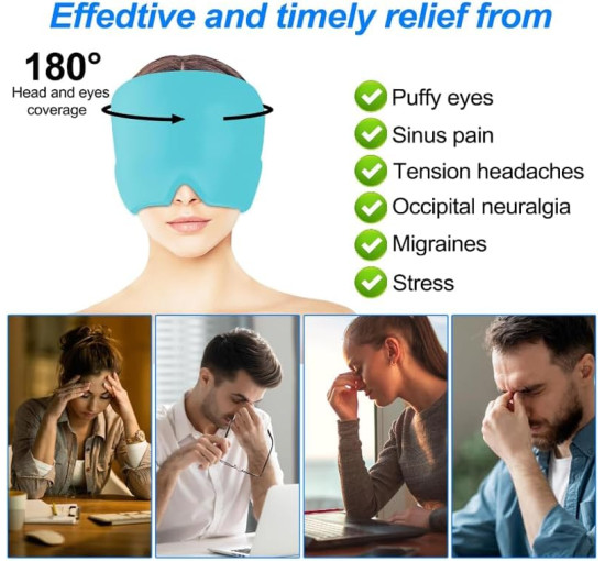 Шапочка-капюшон PacuM для снятия головной боли, 400г., синяя (my-19143)