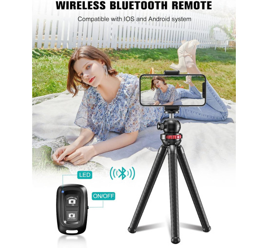 Штатив CIRYCASE 30Q для телефону з бездротовим пультом керування, що обертається на 360°, коричневий (my-19145)