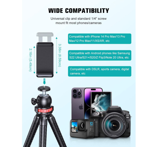 Штатив CIRYCASE 30Q для телефону з бездротовим пультом керування, що обертається на 360°, коричневий (my-19145)