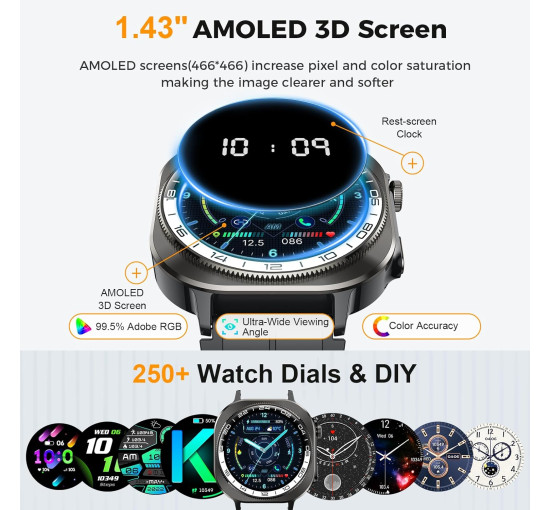 Смарт-часы Soudorv Y10, AMOLED 3D 1,43 дюйма (my-19060)
