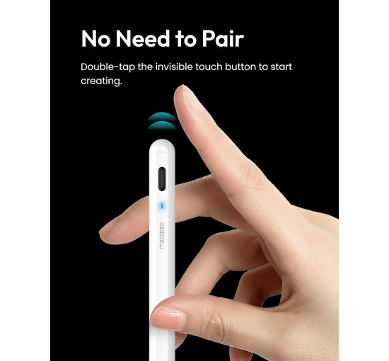 Стилус Metapen A8 для iPad 2018–2025 с чувствительностью к наклону, совместимый с Apple iPad, белый (my-19194)