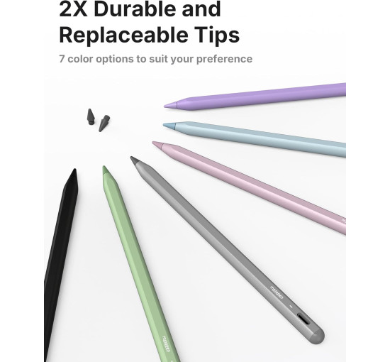 Стилус Metapen A8 ME-APP152 для iPad 2018–2025 с чувствительностью к наклону, совместимый с Apple iPad, серый (my-19195)