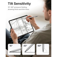 Стилус Metapen A8 ME-APP152 для iPad 2018–2025 с чувствительностью к наклону, совместимый с Apple iPad, серый (my-19195)