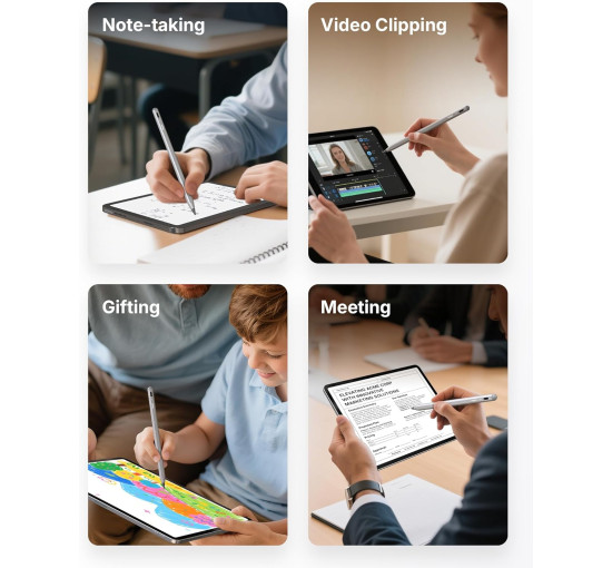 Стилус Metapen A8 ME-APP152 для iPad 2018–2025 с чувствительностью к наклону, совместимый с Apple iPad, серый (my-19195)