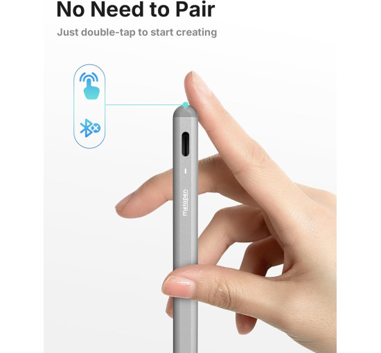 Стилус Metapen A8 ME-APP152 для iPad 2018–2025 с чувствительностью к наклону, совместимый с Apple iPad, серый (my-19195)