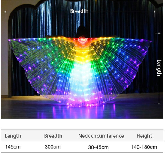 Світлодіодні крила Zebery для танцю живота, різнокольоровий (my-19148)