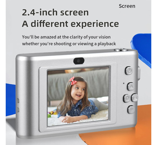 Цифровая камера Generic 1080P, 50-мегапиксельная камера с двумя объективами, 2,4-дюймовым экраном, серебристый (my-19196)