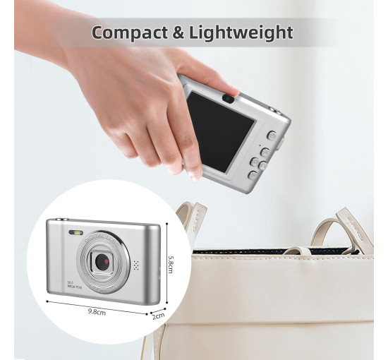 Цифровая камера Generic 1080P, 50-мегапиксельная камера с двумя объективами, 2,4-дюймовым экраном, серебристый (my-19196)