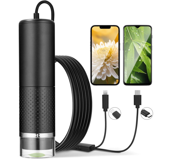 Цифровий USB-мікроскоп SinLaw SJXWJ-001, з 10-кратним збільшенням (200x), iOS, Android, чорний (my-19179)