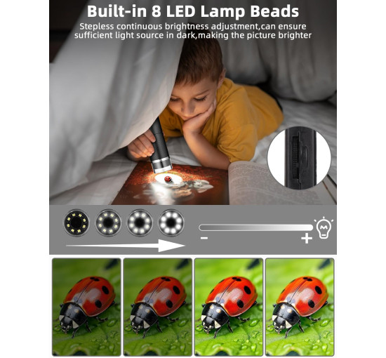 Цифровий USB-мікроскоп SinLaw SJXWJ-001, з 10-кратним збільшенням (200x), iOS, Android, чорний (my-19179)