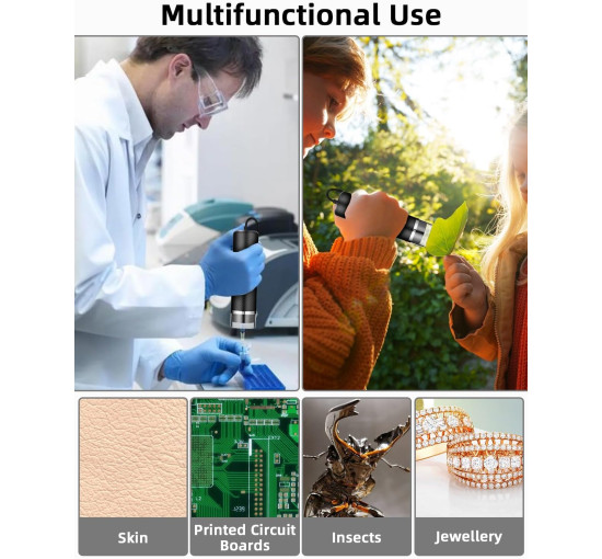 Цифровий USB-мікроскоп SinLaw SJXWJ-001, з 10-кратним збільшенням (200x), iOS, Android, чорний (my-19179)