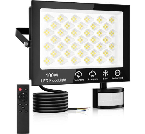 Уличное освещение Litglobe с датчиком движения, 100 Вт, свет 6500 К, с дистанционным управлением (my-19146) Уличное освещение Litglobe с датчиком движения, 100 Вт, свет 6500 К, с дистанционным управлением (my-19146)