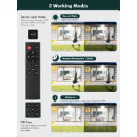 Уличное освещение Litglobe с датчиком движения, 100 Вт, свет 6500 К, с дистанционным управлением (my-19146)