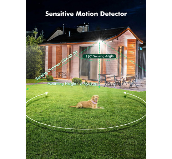 Уличное освещение Litglobe с датчиком движения, 100 Вт, свет 6500 К, с дистанционным управлением (my-19146)