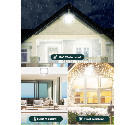 Уличное освещение Litglobe с датчиком движения, 100 Вт, свет 6500 К, с дистанционным управлением (my-19146)