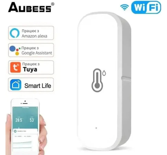 Умный датчик температуры и влажности WiFi Aubess Tuya Smart Life гигрометр термометр (my-19184)