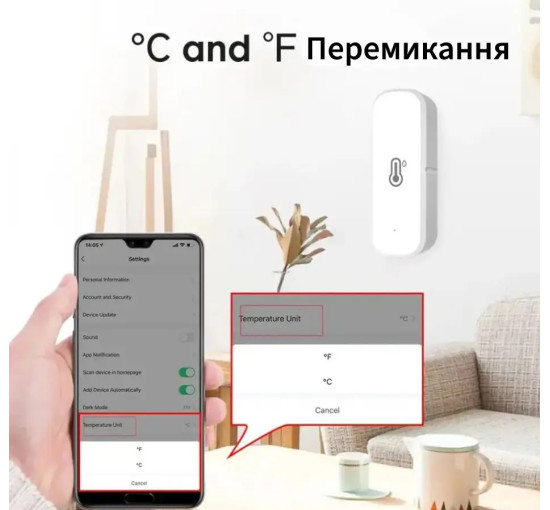 Умный датчик температуры и влажности WiFi Aubess Tuya Smart Life гигрометр термометр (my-19184)