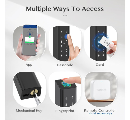 Розумний замок дверей Ruveno RUS3 з ручкою, безключовий доступ по відбитку пальця (my-19118)