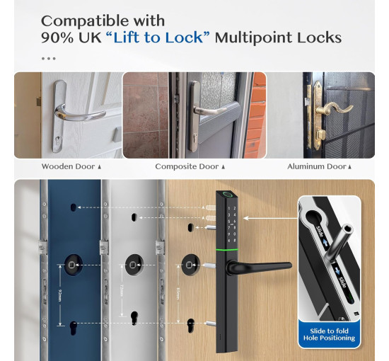 Розумний замок дверей Ruveno RUS3 з ручкою, безключовий доступ по відбитку пальця (my-19118)