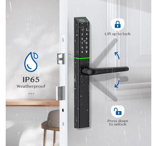 Розумний замок дверей Ruveno RUS3 з ручкою, безключовий доступ по відбитку пальця (my-19118)