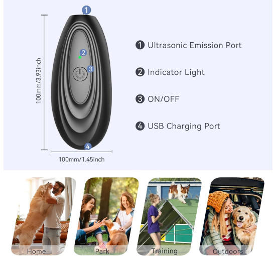 Пристрій для контролю гавкання собаки Decoration, з однією кнопкою, акумулятор 1200 мА·год (my-19167)