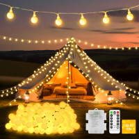 100 светодиодных лампочек JXLEDAYY 10M в форме шара на батарейках с дистанционным управлением, теплый белый (my-20205)