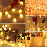 100 світлодіодних лампочок JXLEDAYY 10M у формі кулі на батарейках з дистанційним керуванням, теплий білий (my-20205)