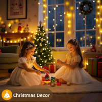 100 світлодіодних лампочок JXLEDAYY 10M у формі кулі на батарейках з дистанційним керуванням, теплий білий (my-20205)