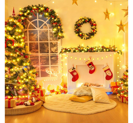 100 светодиодных лампочек JXLEDAYY 10M в форме шара на батарейках с дистанционным управлением, теплый белый (my-20205)