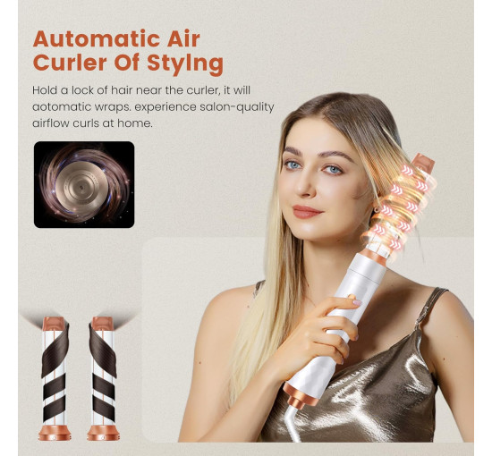 Аэрограф UKYITU 1000 Вт с функцией сушки, завивки и выпрямления волос, белый (my-20081)