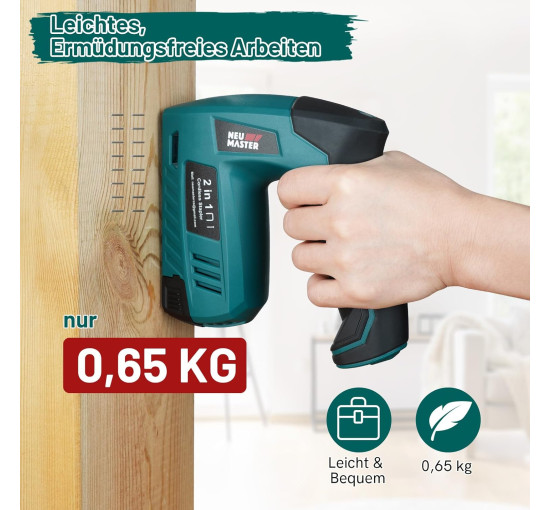 Аккумуляторный степлер NEU MASTER NTC0115, электрический степлер 2-в-1 на 4 В с зарядным кабелем, зеленый (my-20006)