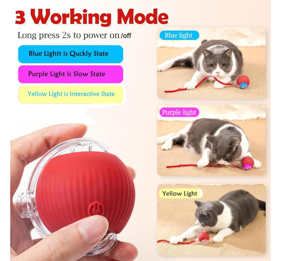 Автоматична інтерактивна іграшка, що котиться, BLUEYPET BL2412-cat для кішок, червоний (my-20087)