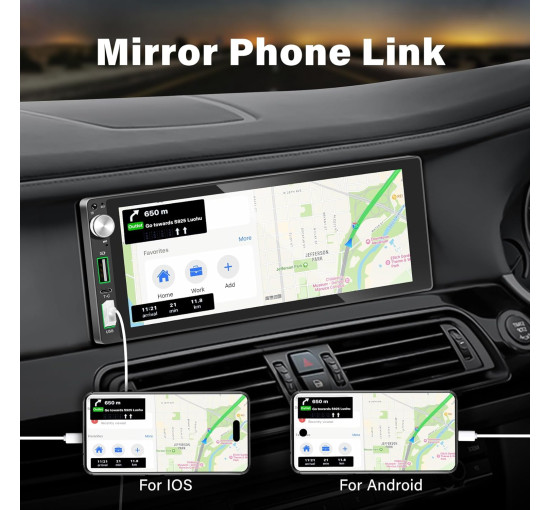 Автомобільна стереосистема LSLYA 680, 1 Din, 6,9-дюймовий сенсорний екран IPS (my-20083)