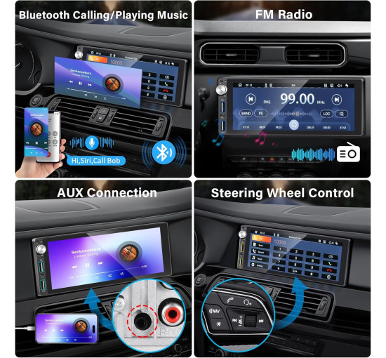 Автомобільна стереосистема LSLYA 680, 1 Din, 6,9-дюймовий сенсорний екран IPS (my-20083)