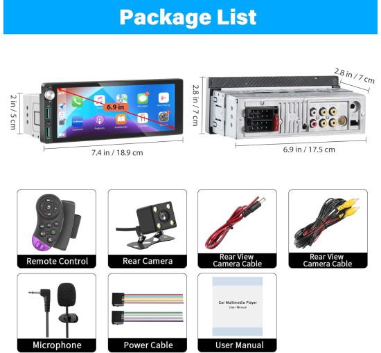 Автомобільна стереосистема LSLYA 680, 1 Din, 6,9-дюймовий сенсорний екран IPS (my-20083)