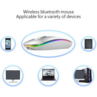 Беспроводная Bluetooth-мышь WREANU, со светодиодной подсветкой, бесшумная, USB-приемник BT5.2 и 2.4G, серебристая (my-20061)