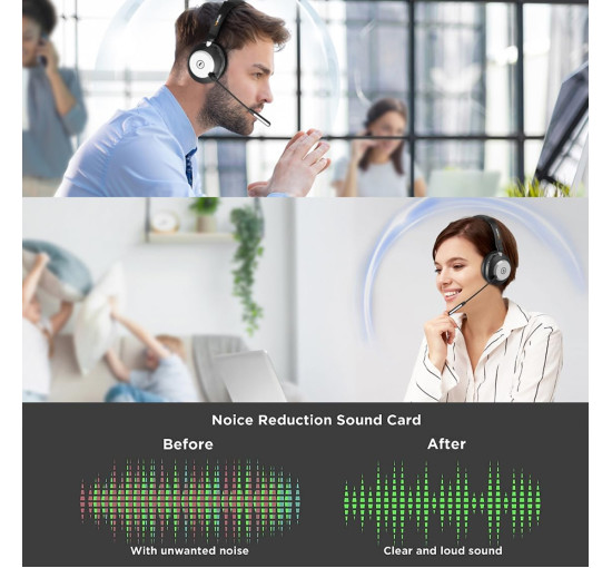 Беспроводная гарнитура Wantek BT-88 с микрофоном для ПК с шумоподавлением, черный (my-20002)