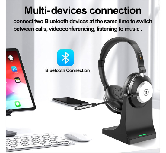 Беспроводная гарнитура Wantek BT-88 с микрофоном для ПК с шумоподавлением, черный (my-20002)